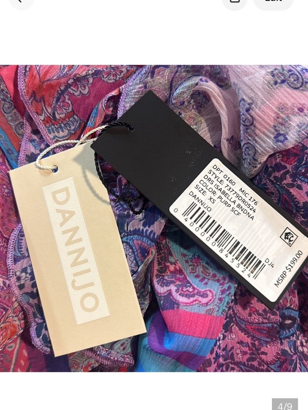 NWT Gianni Bini
x DANNIJO Isabella Printed V-Neck Ruffle Crinkle Chiffon Dress - Picture 9 of 9